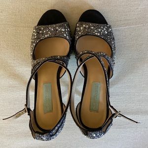 Betsey Johnson Black and Silver Heels